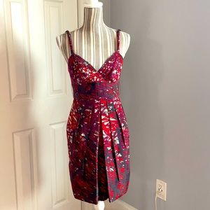 Red silk party dress